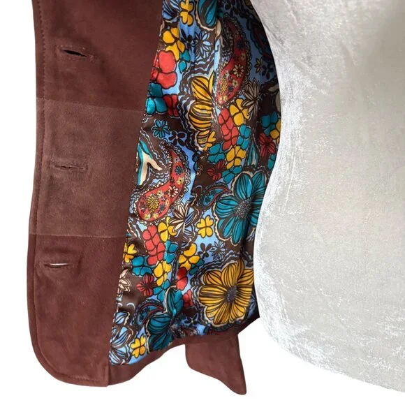 Lilly Pulitzer vintage brown fully lined button down lamb suede blazer small - Picture 7 of 12